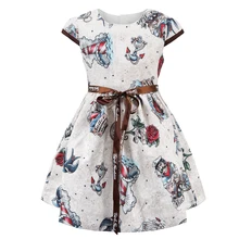 Childdkivy/белые платья принцессы для девочек; детское праздничное платье с принтом розы для девочек; Детская осенняя повседневная одежда