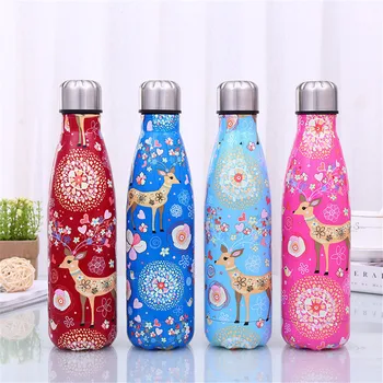 

Christmas Cartoon Deer Water Bottle Insulated Cup Stainless Steel Beer Tea Coffee Drink Bottle Sport Travel Thermos Bottle Gift