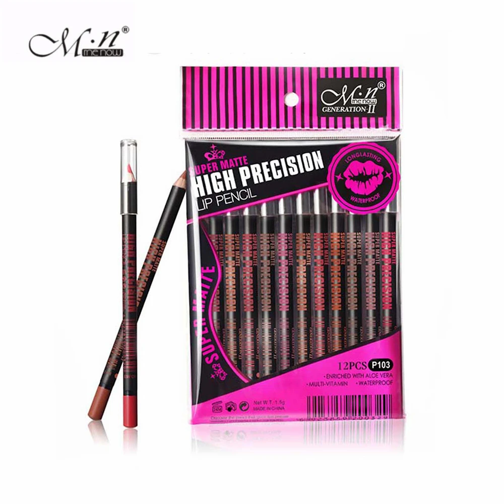 Menow 12 цветов брендовый карандаш для губ водонепроницаемый бархатный матовый карандаш для губ Набор для глаз и бровей Помада-карандаш стойкий телесный макияж инструменты