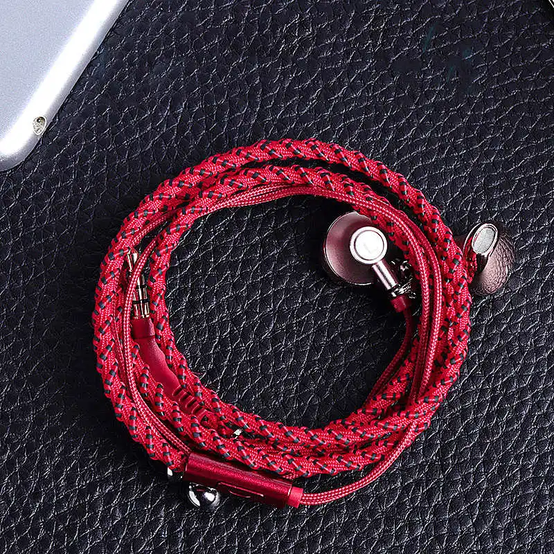The New 3 5mm Fashionable Braided Hand Cord Bracelet Earphone Heavy Bass Game Earphone Is Suitable for All Intelligent Products