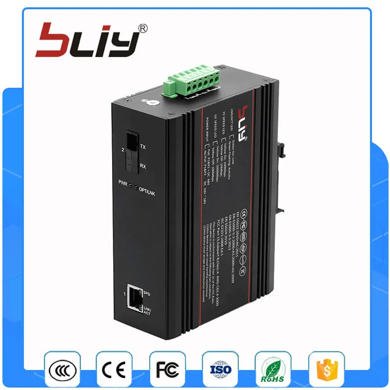 

1FX1TX 100M SC connector 2 port unmanageable industrial ethernet switch with single fiber