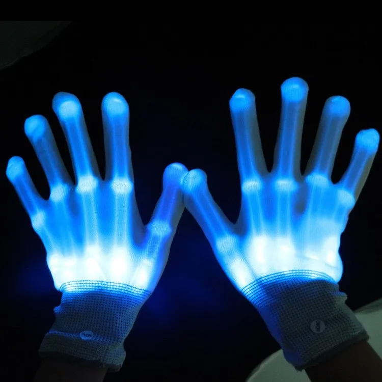 5 пара/лот светодиодные перчатки светящиеся каркасные перчатки игрушки вечерние принадлежности для Хэллоуина светильник реквизит игрушка светящиеся мигающие перчатки с костями