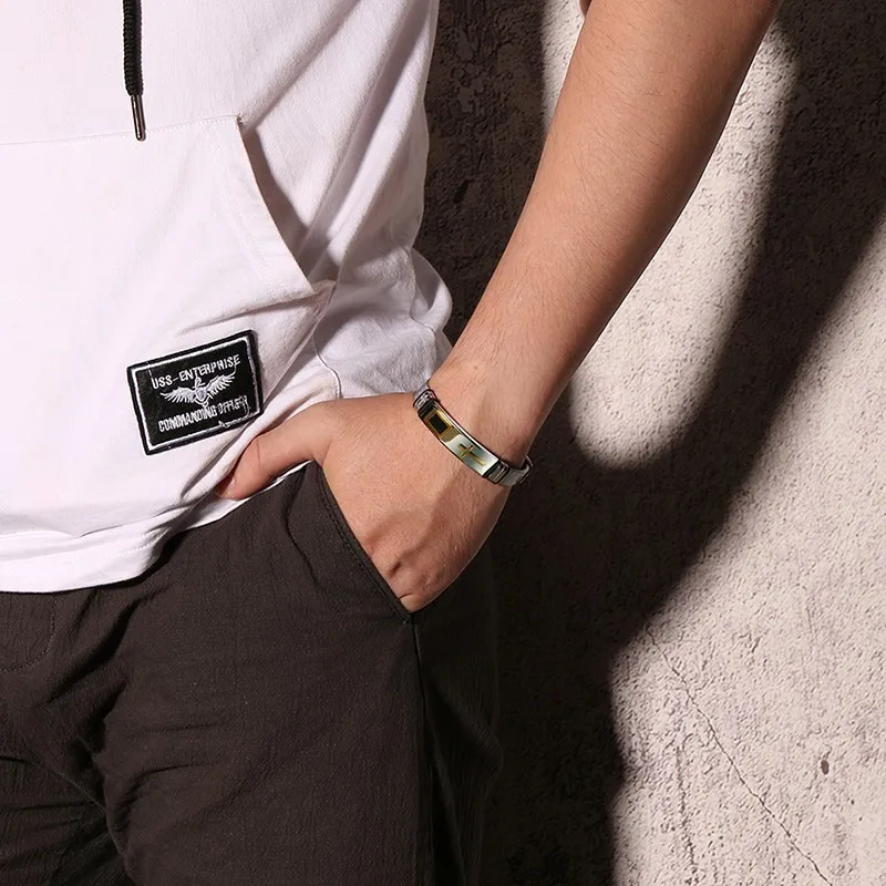 Adjustable Stainless Steel Bracelet with Cross #2