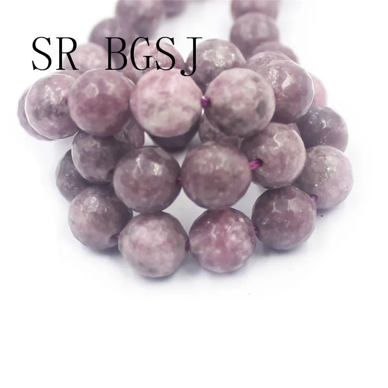 Free Shipping 4mm 6mm 8mm 10mm Faceted Surface Pink Lepidolite Gems Stone Loose DIY Round Beads Strand 15&quot|Бусины| |