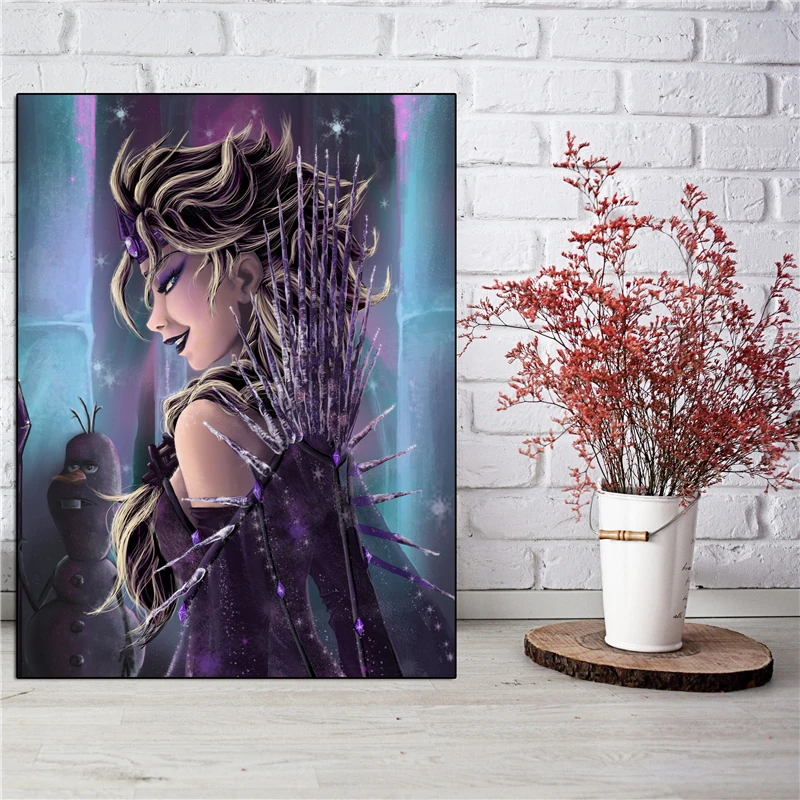 

Dark Elsa And Olaf Wall Art Canvas Posters Prints Painting Wall Pictures For Modern Bedroom Home Decor Accessories Framework HD