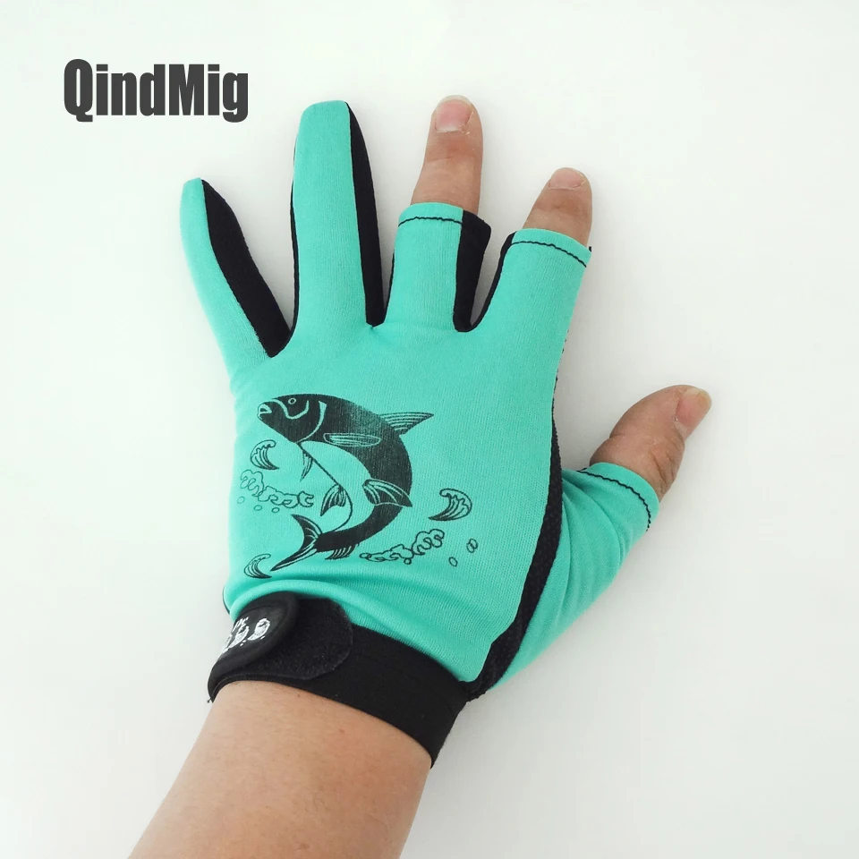 New 6 Color Option Non Slip Fishing Gloves 3 Cut Finger Anti slip Outdoor Fishing Glove Sport