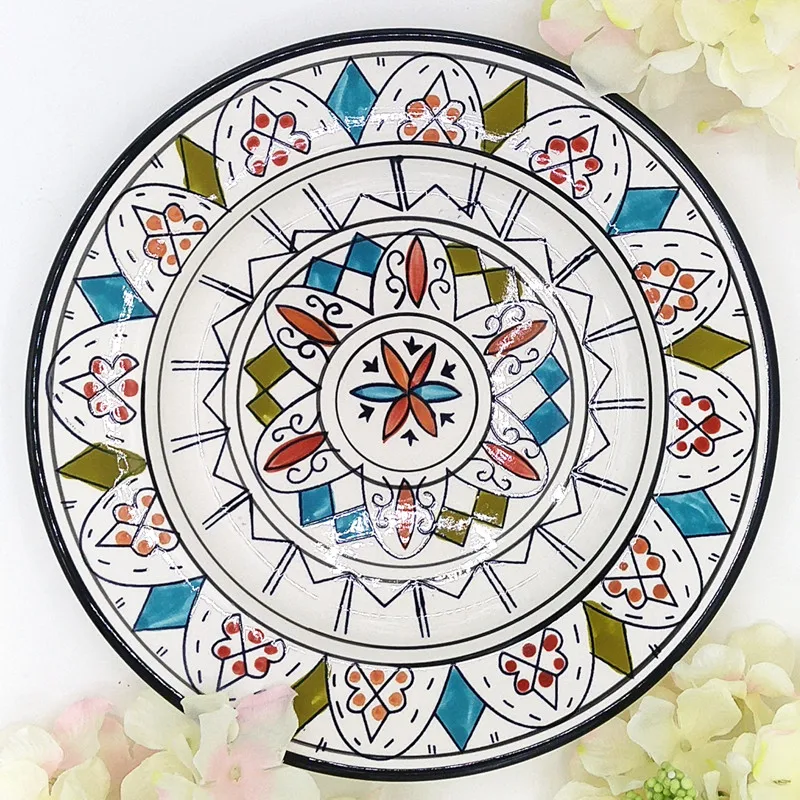 

Hand-painted Steak Plate Fast Food Tray Ceramic Paste Sushi Plate Steak Dishes Food Containers Lunch Boxes Christmas Gift 1pcs