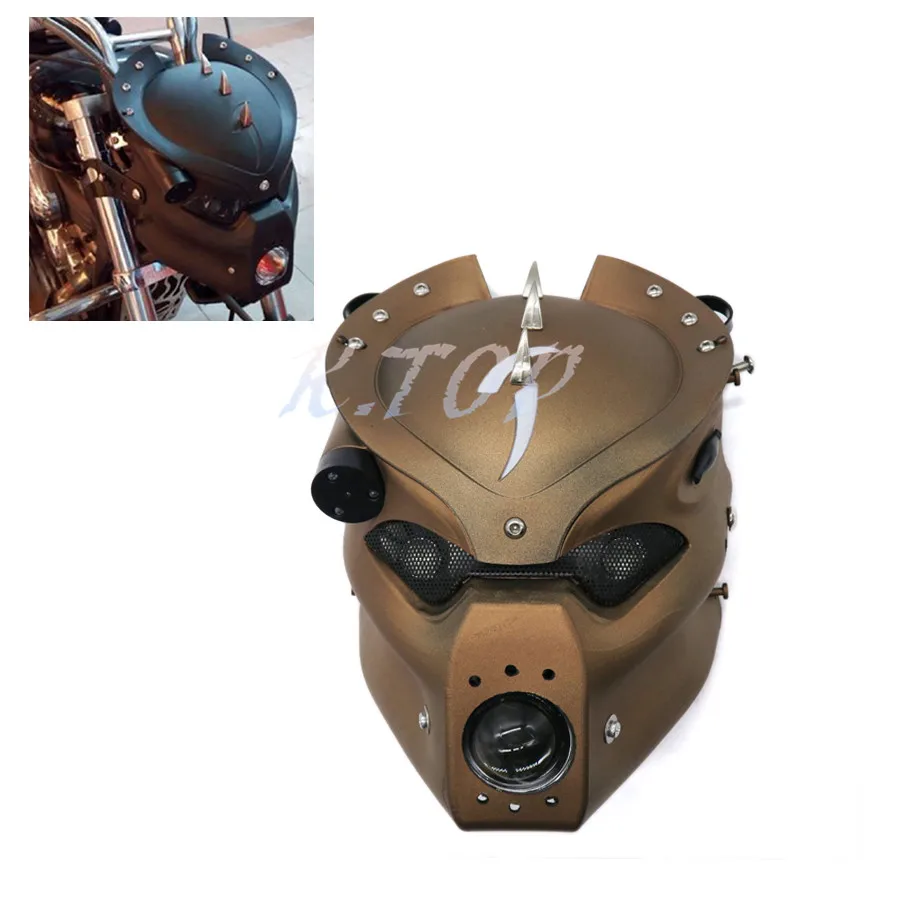 

New Motorcycle LED Skull Head Light Headlight Lamp With Mount Bracket For Harley Honda Yamaha Kawasaki Suzuki