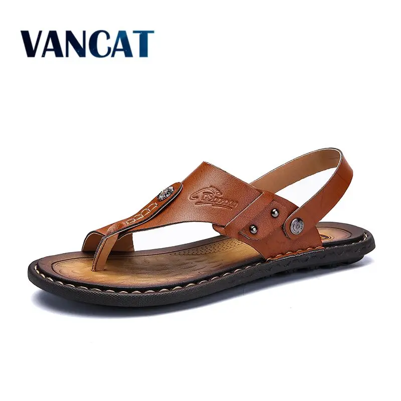 Мужские вьетнамки плюс размеры 47 брендовые летние сандалии из натуральной кожи для мужчин повседневная обувь уличные удобная обувь для