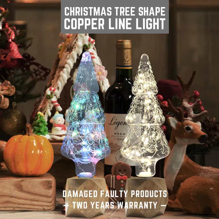 

E27 LED Light Christmas Tree Shape Copper Line Light AC85-265V LED Chandelier Table Lamp Light Source Holiday Decoration Bulb