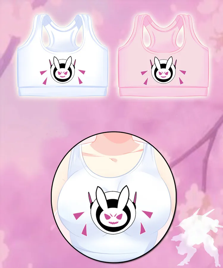 

HOT! Sexy Game OW D.Va Cosplay Tube Tops Women/Girls Sexy Tank Tops D.Va Printed Crop Tops Rabbit WaistCoat Model Elastic Tops
