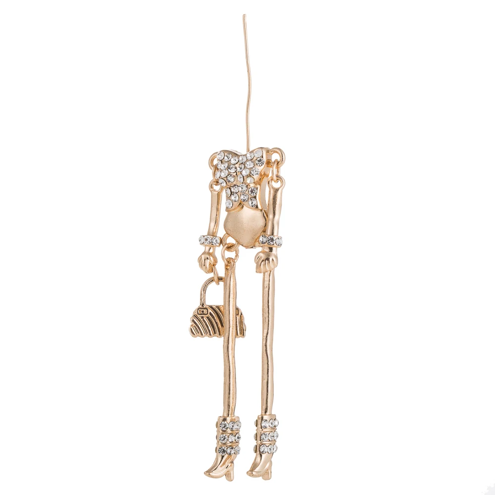 Charm Handmade Doll Necklace Pendant skeleton Alloy Naked Bodies with Crystal Legs White Gold Colors DIY Accessories Wholesale