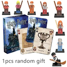

Harry potter playing cards Hogwarts House Collection Badges Symbols Castle Crests + 1pcs random figure gift