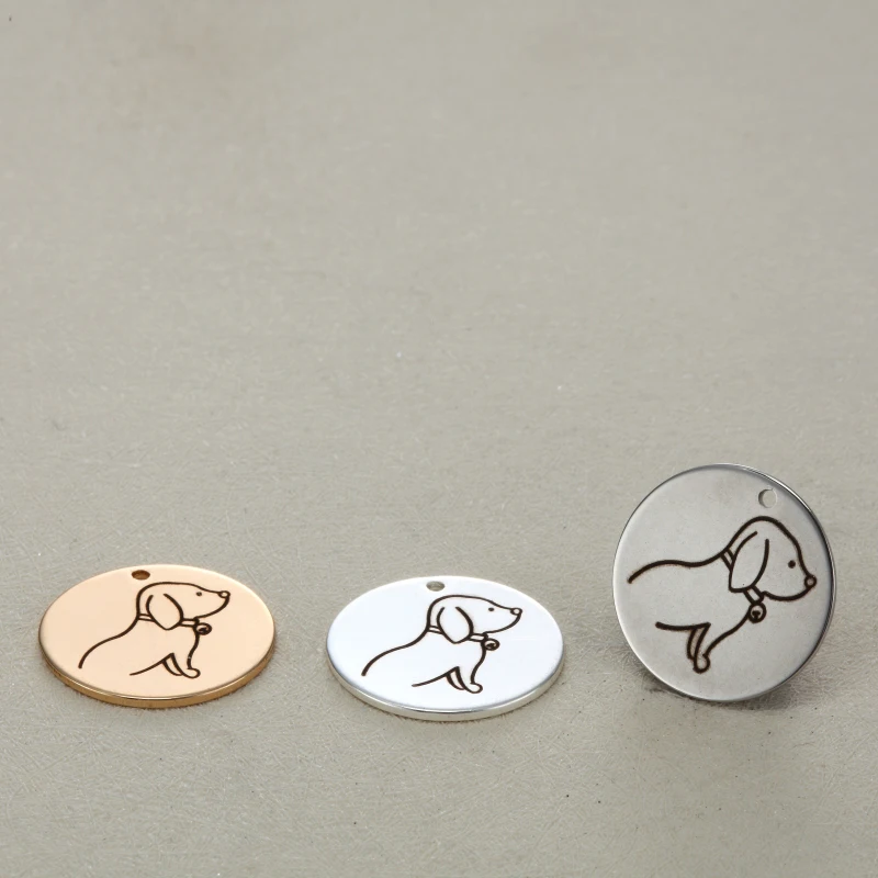 

30pcs-Engravable Stainless Steel Charm-20mm-Dog--necklace pendant bracelet charms --G0042 high polished