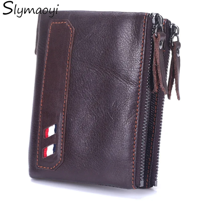 

Slymaoyi Brand Men Wallets Genuine Leather Fashion Wallet With Coin Bags Card Holder Vintage Design Purse carteira masculina