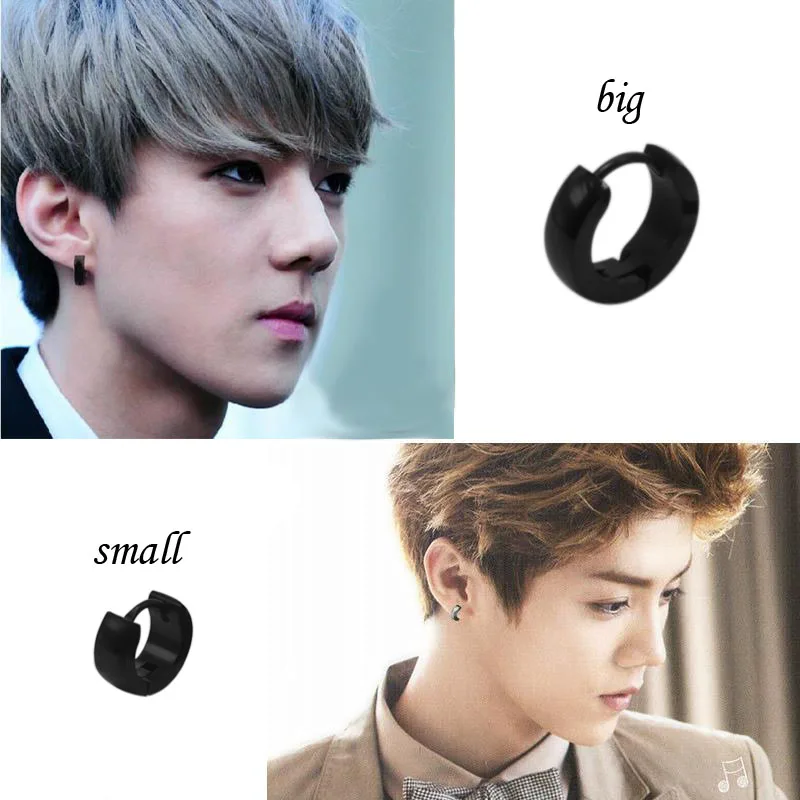 Fashion Small Hoop Earrings For Men Women Stainless Steel Black Silver 4mmx10mm 4mmx13mm Clicker Earrings Punk Jewelry For Men4