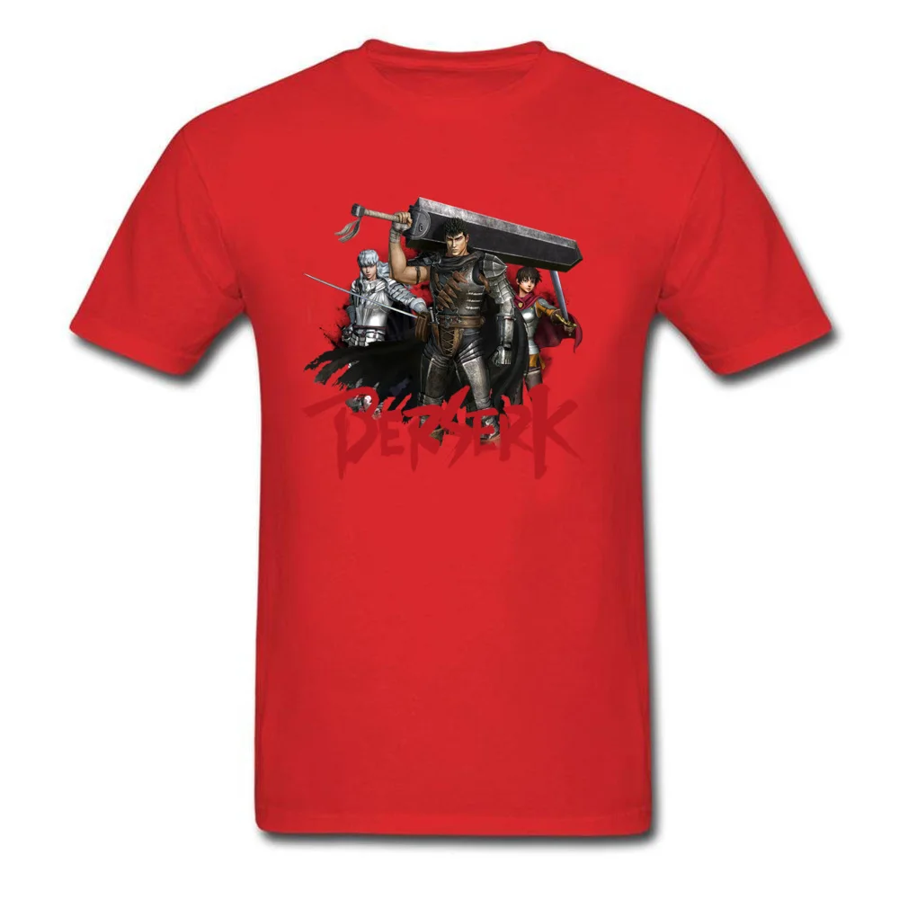 Comic berserk O-Neck Top T-shirts Summer/Autumn Tops Shirt Short Sleeve Hot Sale Pure Cotton Printed On Tee Shirt Street Mens Comic berserk red