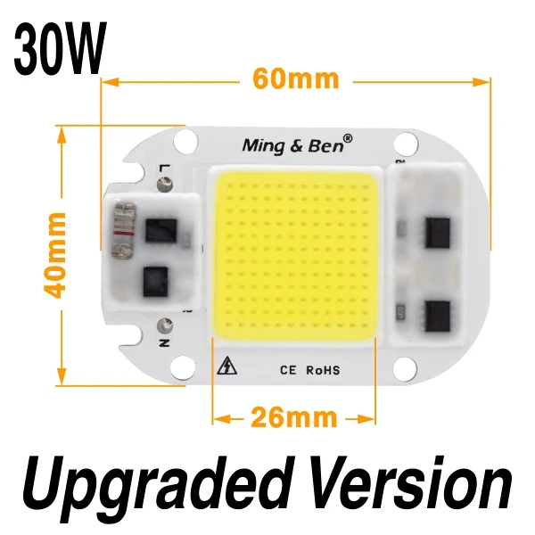 20 Вт 30 Вт 50 Вт Светодиодная лампа COB Чип LED Отражатель объектива 220 В Smart IC DIY для светодиодного прожектора прожектор нужен радиатор для охлаждения - Испускаемый цвет: 30W TOB