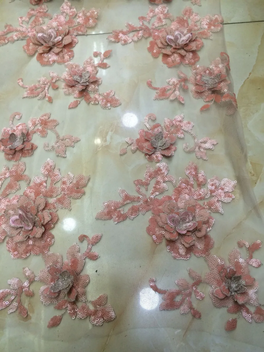 

3d flower Nigerian Lace Fabric With Sequins African French Net Lace Fabric LJY-3438 Embroidered Tulle Mesh Lace Fabric