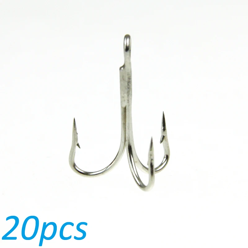 20pcs High Carbon Steel Fishing Treble Hooks In Bulk 8 1.75CM