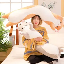 Cute Plush Cat Doll Soft Stuffed Kitten Pillow Doll Toy Gift for Kids Girlfriend Long cat doll plush toy Lazy sleeping pillow HF kids baby plush toy cute pea stuffed plant doll girlfriend kawaii for children gift high quality pea shaped pillow toy
