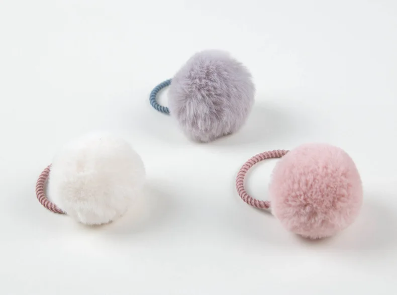 

Boutique ins 15pcs Fashion Cute Fur Pom Pom Hair Ties Solid Ball Elastic Hair Bands Princess Headwear Winter Hair Accessories