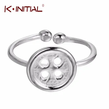 Kinitial 1Pcs Handmade 925 Silver Snap Button Rings Cloth es Snap Button Finger Circle Adjustable Ring Women Accessories Gift