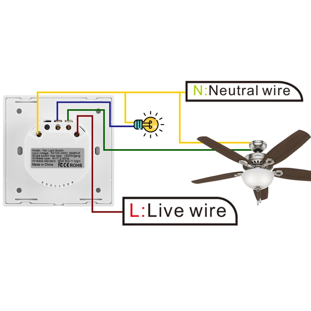 ЕС смарт Wifi сенсорный Вентилятор/лампа переключатель света дистанционное