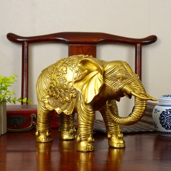 

33CM large home Porch lobby store efficacious Protection efficacious Mascot thriving business copper FENG SHUI Elephant statue