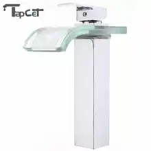 TAPCET светодиодный смеситель для ванной комнаты медный кран-водопад водопроводный кран со светодиодами смеситель 3 цвета светодиодный стеклянный кран для горячей/холодной воды