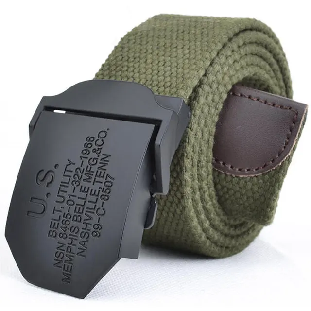 2017 Fashion Men Canvas Belt Military Luxury Black Marine Corps Belt