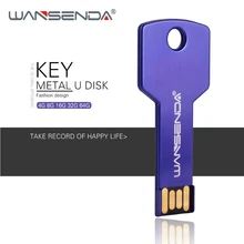 WANSENDA USB флеш-накопитель в форме ключа, водонепроницаемый флеш-накопитель, 4 ГБ, 8 ГБ, 16 ГБ, 32 ГБ, 64 ГБ, флешка, USB флешка, диск памяти, логотип на заказ