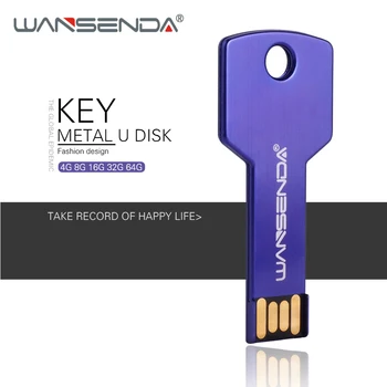 

WANSENDA Key Shape USB Flash Drive Waterproof Pen Drive 4GB 8GB 16GB 32GB 64GB Pendrive USB Stick Memory Disk Customize Logo