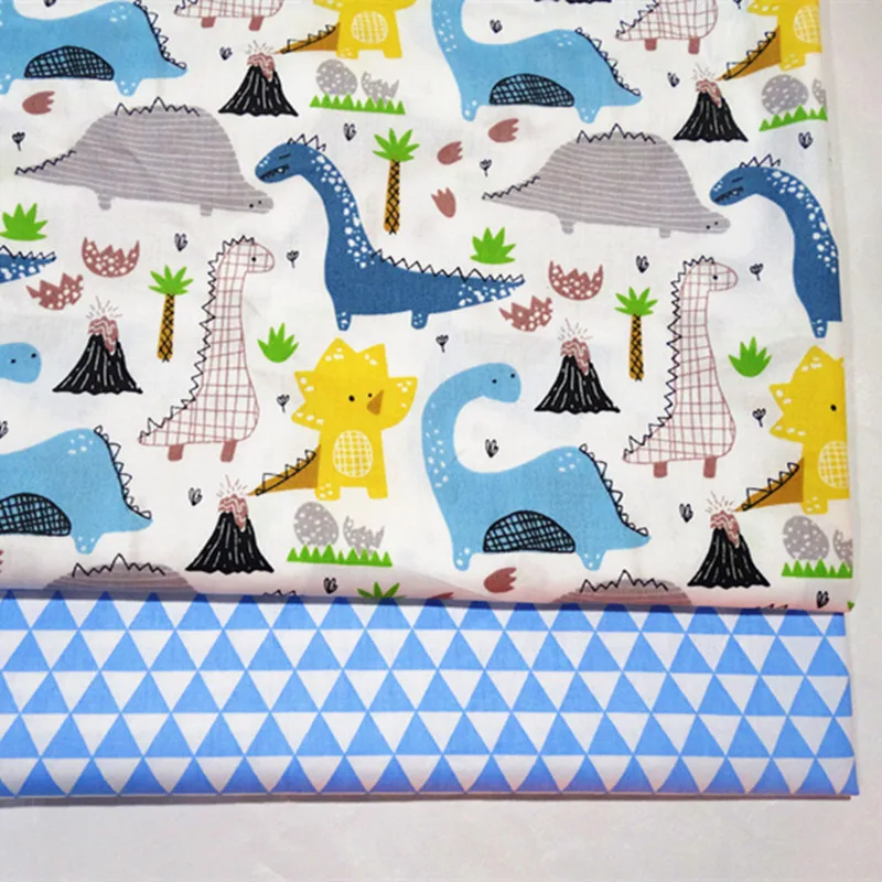 

half meter dinosaur triangle print patchwork cotton fabric for Tissue Kids bedding home textile Sewing Tilda Doll A871