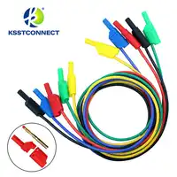 TL440 1.0meter High Quality 13AWG flexible silicone test leads Gold plated 4mm Safety shrouded stackable banana plug