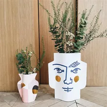 Скандинавские украшения дома с двойной поверхностью человеческого лица искусство бумажная ваза украшение гостиной икебана вазы декоративные для дома
