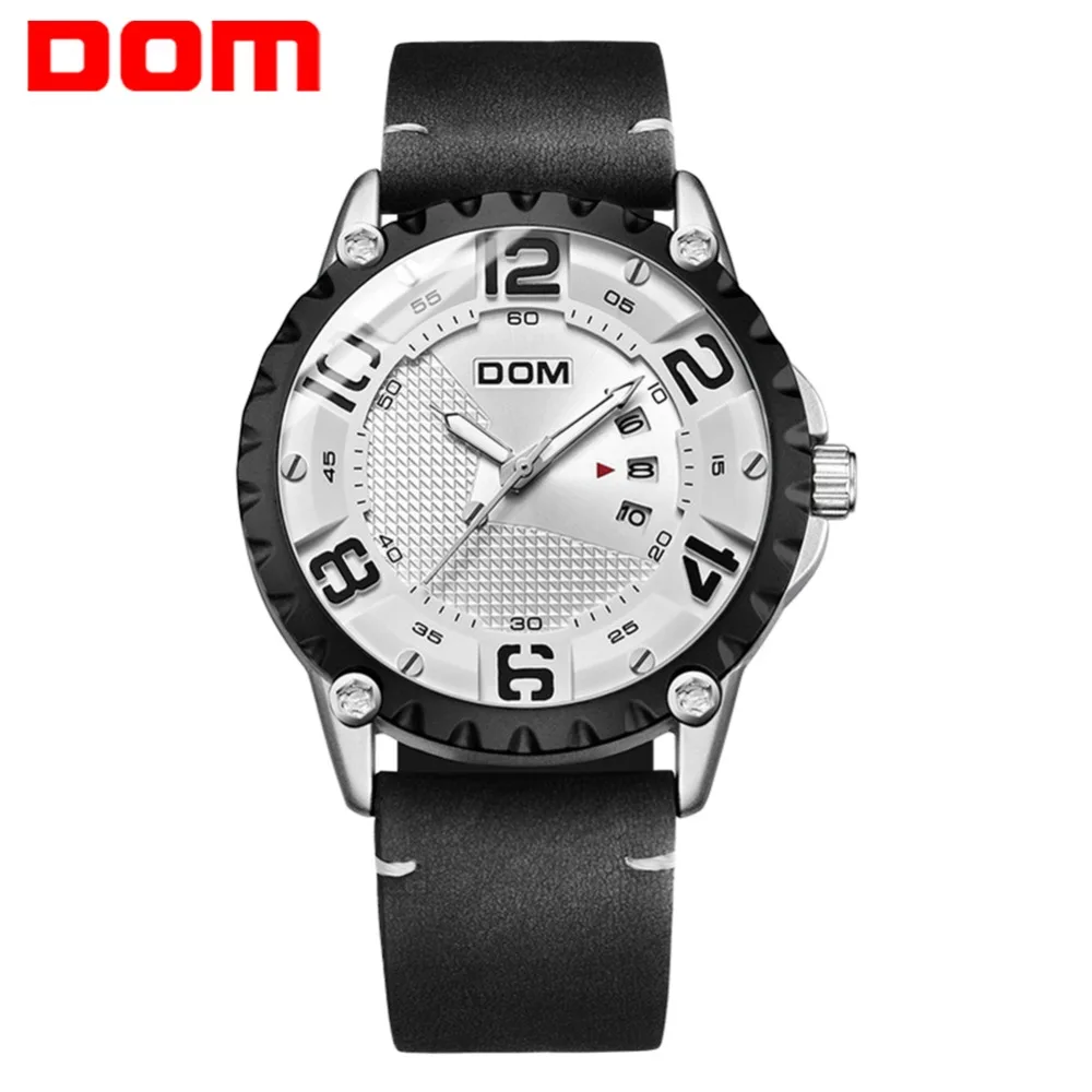 

DOM Military Man Watch 2018 Leather Strap Fashion Quartz Wristwatch Mens Waterproof Auto Date Sports Top Brand orologio uomo
