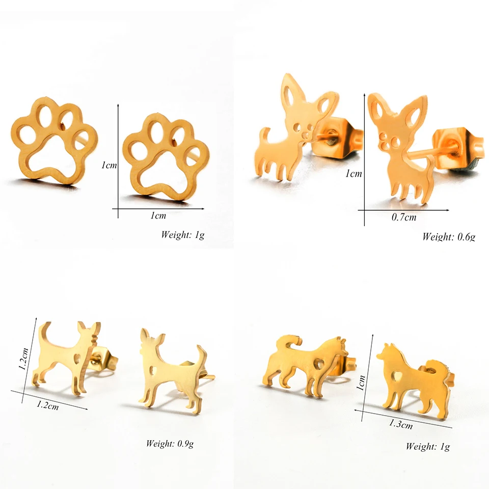 Милые женские серьги с принтом собачьей лапы, полые серьги-гвоздики с собачьей лапой, подарки, модные серьги чихуахуа, Сибирского хаски, ювелирное изделие