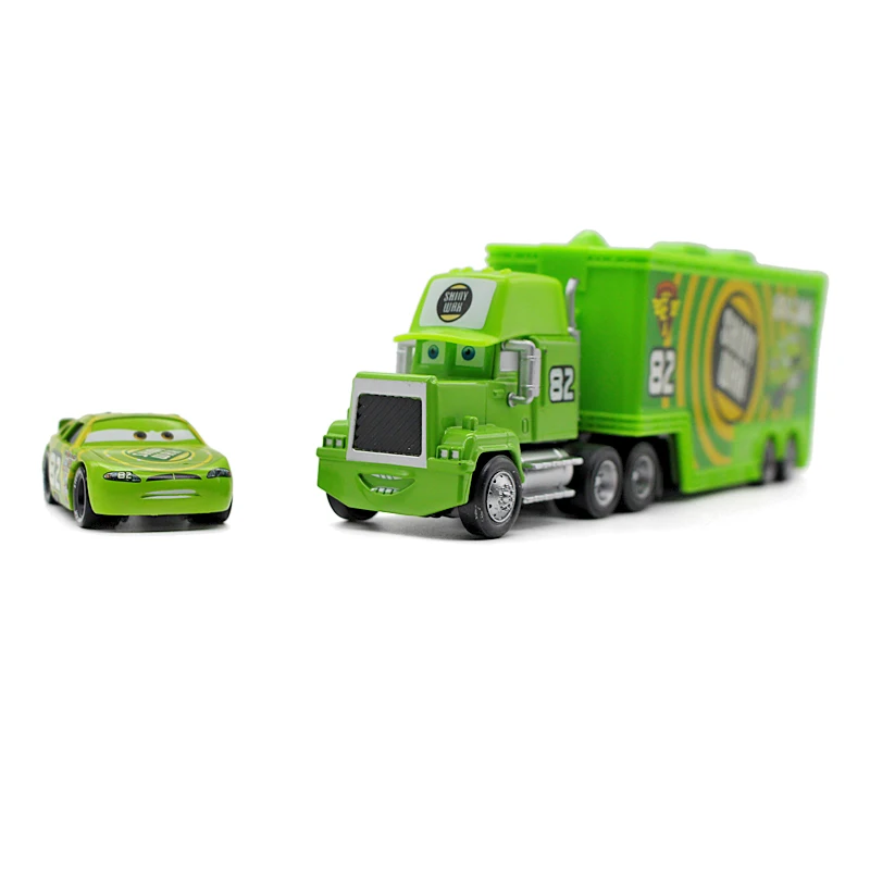 Дисней Pixar автомобиль 2 шт./лот No.82 Mack грузовика + маленький Блестящий воск 1:55 литья