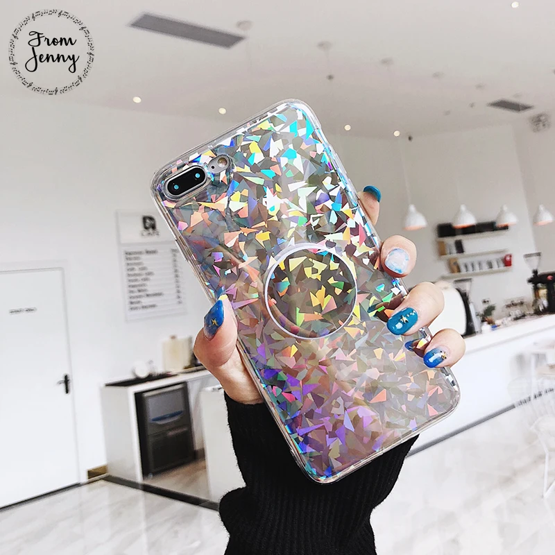 

From Jenny Laser Colored Polka Dot Triangle Phone Case for iphone X 8 8 plus 7 7plus 6 6plus 6 6S+ Soft Tpu Back Cove Case