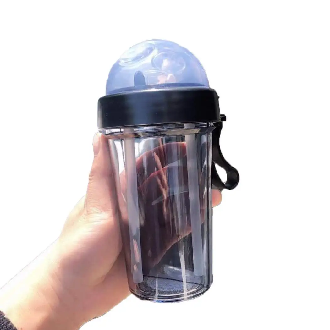 Double Separate Straw Water Bottles Creative 600ML Portable Outdoor Lightweight Cup Casual | Дом и сад