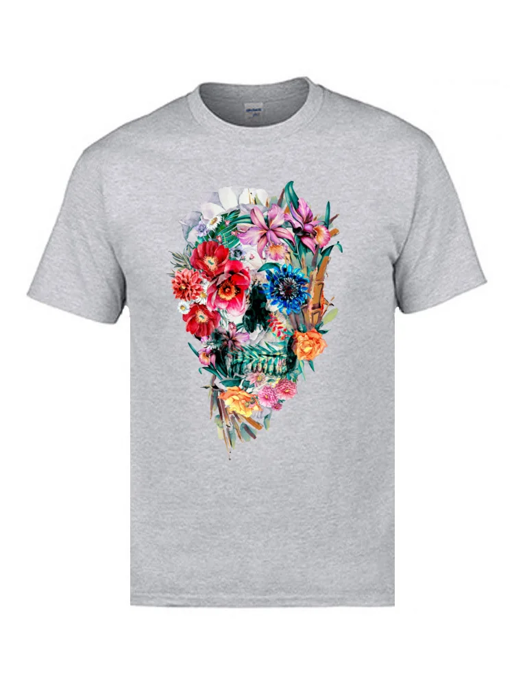 Momento Mori VI O Neck Top T-shirts Summer Autumn Tops Shirt Short Sleeve Plain Pure Cotton Normal Tees Printed Adult Momento Mori VI grey