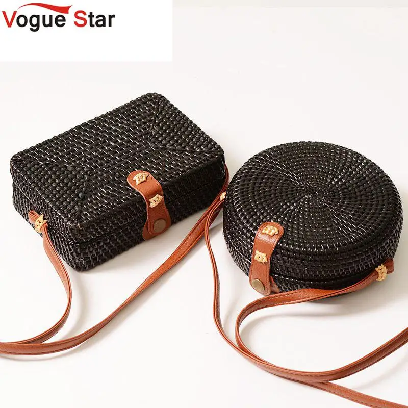 

Bali Island Handmade Wicker Bag Women Round Rattan Straw Bag Lady Square Straw HandBag Female Crossbody Beach Rattan Bags L115