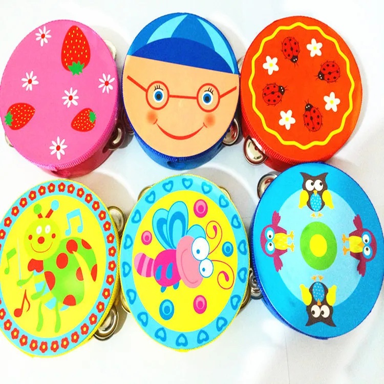 Children's Educational T14.5cm wooden hand wooden tambourine beat