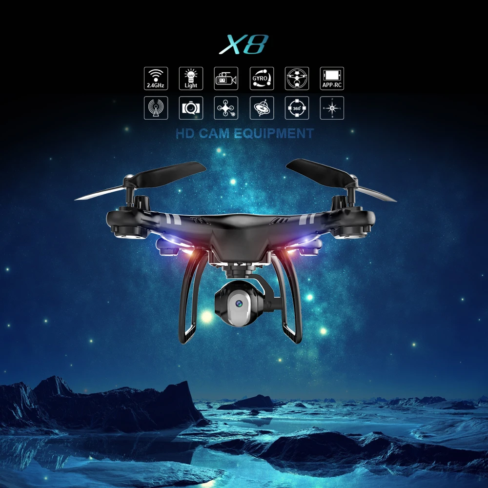 

X8 RTF Drone 4PCS Brushless Motors Altitude Hold 2.4G 6CH PFV RC Quadcopter With 0.3MP/2MP Wifi Camera 90 degrees or No Camera
