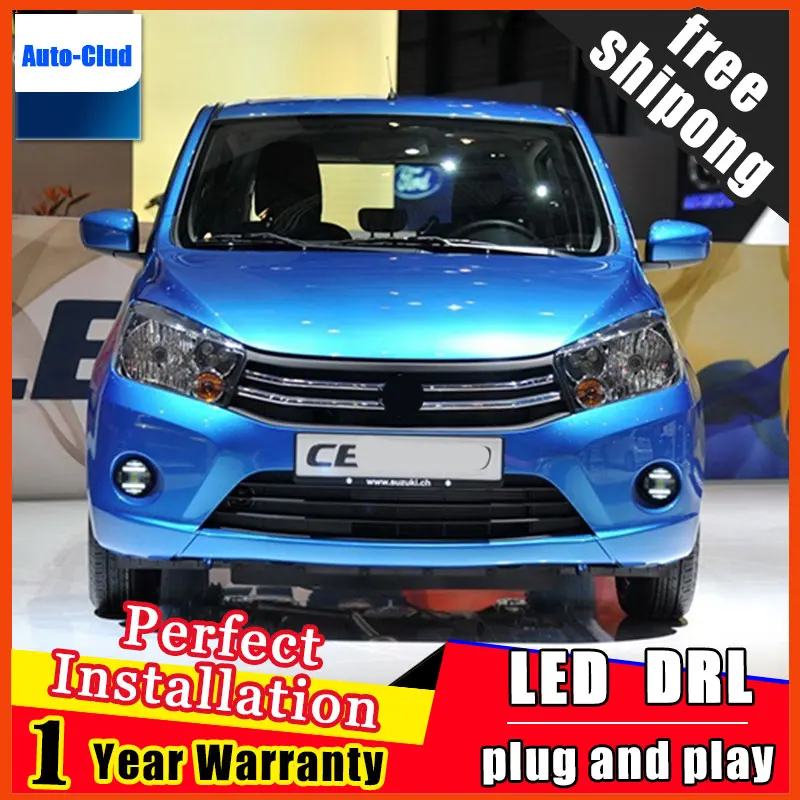 Автомобильный Стайлинг светодиодный противотуманный фонарь для Suzuki Celerio 2010- светодиодный противотуманный фонарь с объективом и светодиодный дневный бег Ligh DRL 2 функции