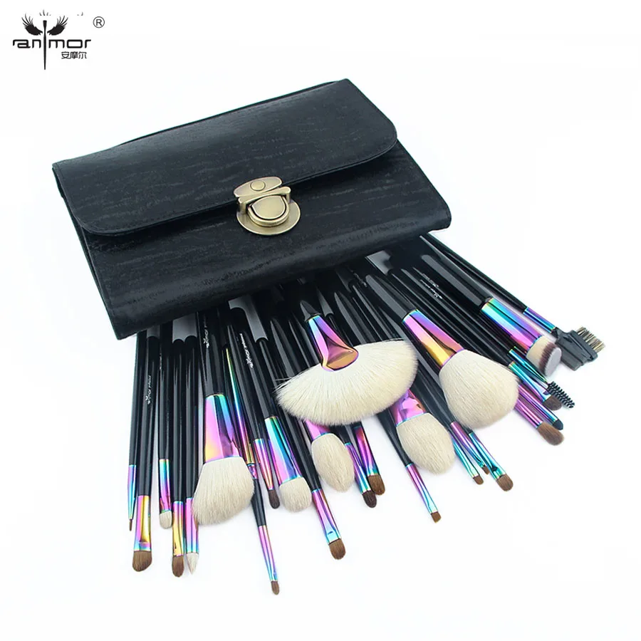 

Anmor Large Makeup Brushes Set Professional Natural Hair Foundation Brush Powder Brush Eyeshadow Make Up Tools with Cosmetic Bag