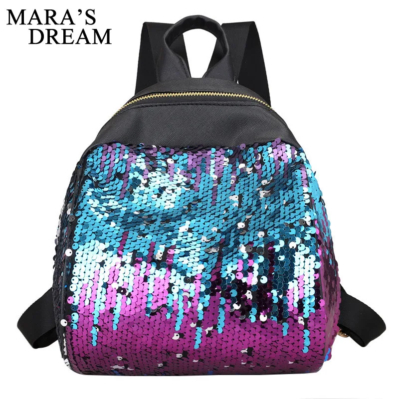 

Mara's Dream 2018 Mini Women Backpack School Bags For Teenage Girls Pu Small Backpacks Female Travel Rucksack Sequins School Bac