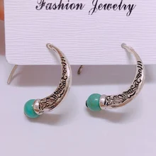 Европа Америка серебро цвет сплава бирюзовый камень Стад Уха Свадебные обручение серьги ювелирные изделия