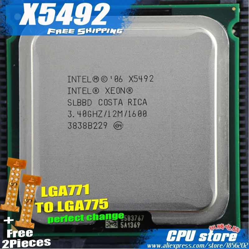 Процессор Intel Xeon X5492 3,4 ГГц/12 м/1600 близкий к LGA771 Core 2 Quad Q9650 Q9550 cpu работает на материнской плате LGA 775 2 штуки бесплатно